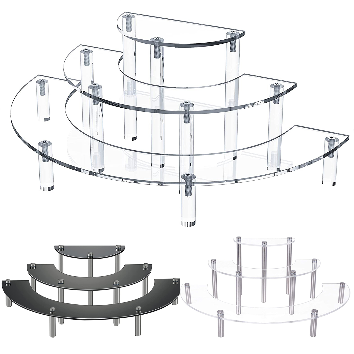 Pop Display Shelf - 3-уровневая акриловая круглая фотография кексов-подставка для